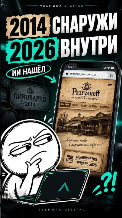 Короткий випуск VELMORA CHECK: сайт пивоварні 2014 року